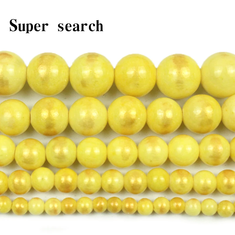 4/6/8/10mm Natural Gold Yellow Sprinkle Gold Jades Round Loose Beads for Jewelry Making Spacer Beads diy Bracelets Accessories