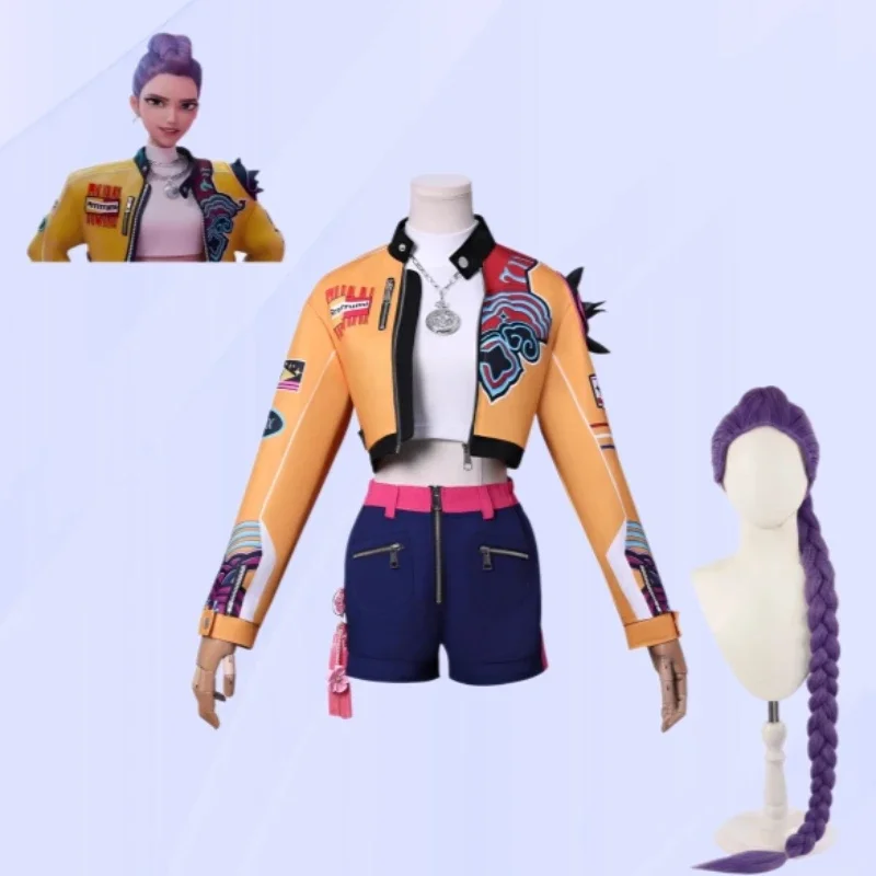 

Rumi Cosplay Costume with Wigs KPop Demon Hunters Dress Up Clothes Women Comic con Complete Set Halloween Stage Performance Prop