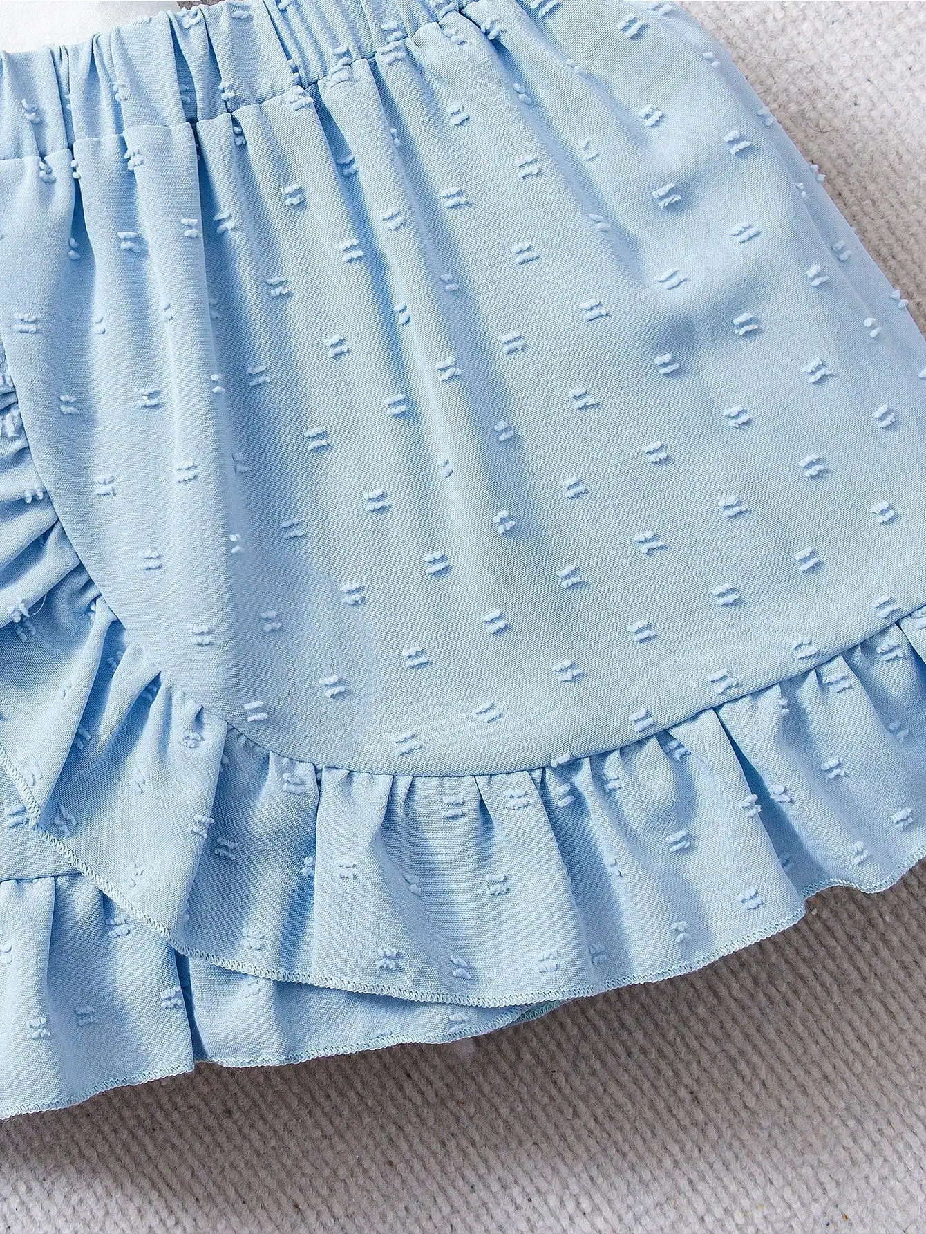 Комплект из футболки с синим бантом и многоярусной юбки для девочек |   Сладкий наряд в стиле преппи для детей 4–7 лет, школа/вечеринки (S/S)