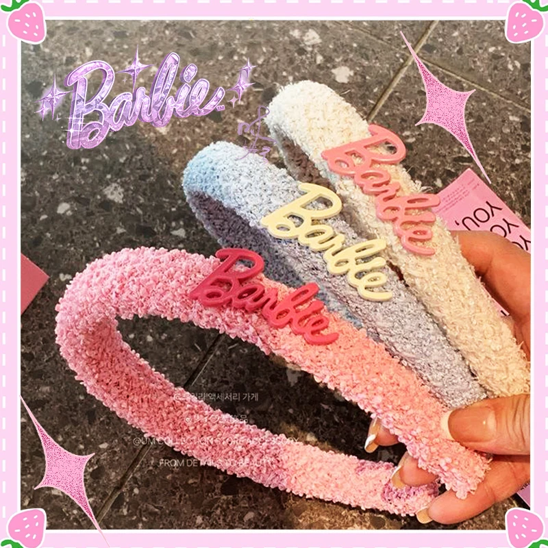 

Barbie Plush Headband Kawaii Trendy Movie Decoration Hairband Stylish Y2K Style Cute Lovely Girls Kids Gift Fashion Delicate