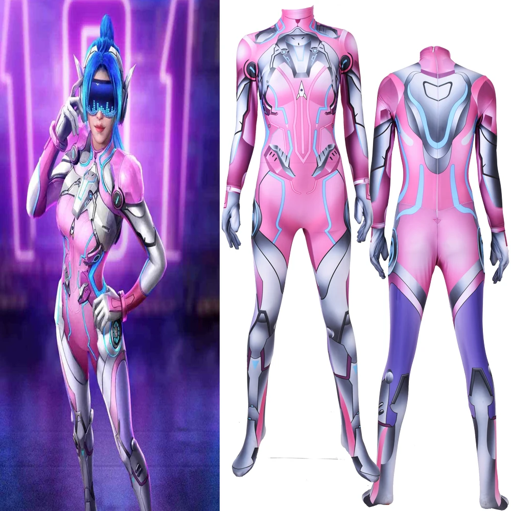 Hot Games Pubg Mobiele Kostuums Rocket Meisjes 101 Cosplay Kostuums Voor Vrouwen Roze Polyester Bodysuit Zentai Jumpsuits