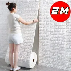 70cmx2m 3D Wall Sticker Self-adhesive Foam Board Wallpaper TV Background Bedroom Bathroom Home Decoration Waterproof