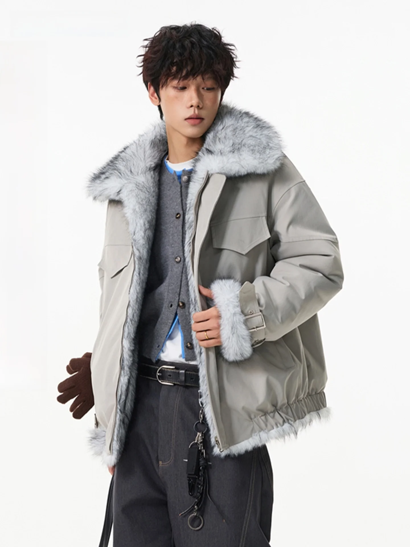 

VIIOW Vintage Mink Fur Coat Men's Winter Thiened Hooded Jaet Trendy Brand Mountain Eagle Wear Outerwear Warm Polyester ...