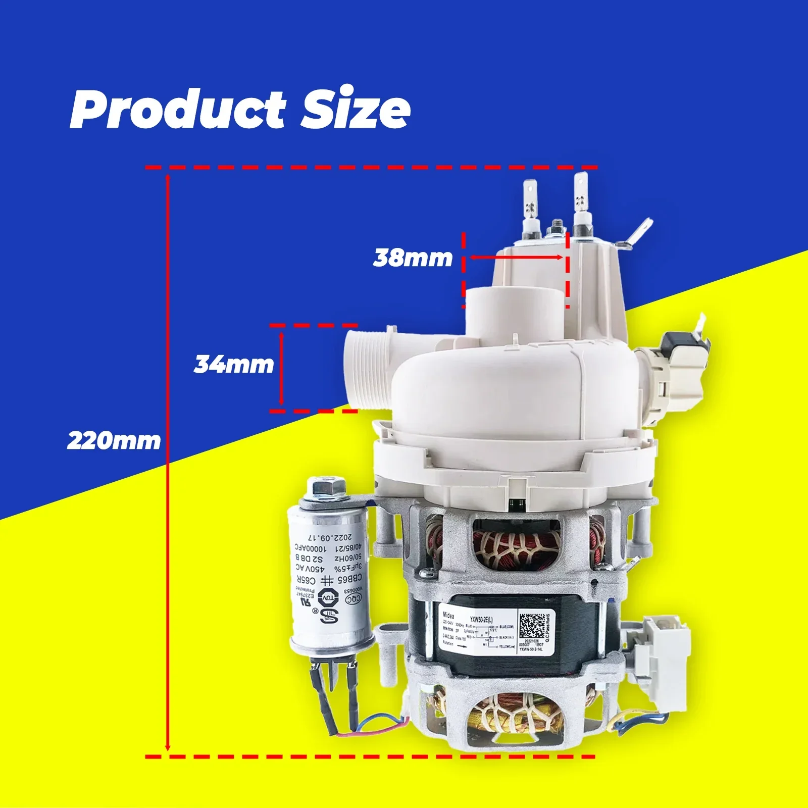 GENUINE New Welling/Midea YXW50-2E(L)  Dishwasher Circulating Pump for KUPPERSBERG Midea Samsung Hansa Gorenje AEG Amica