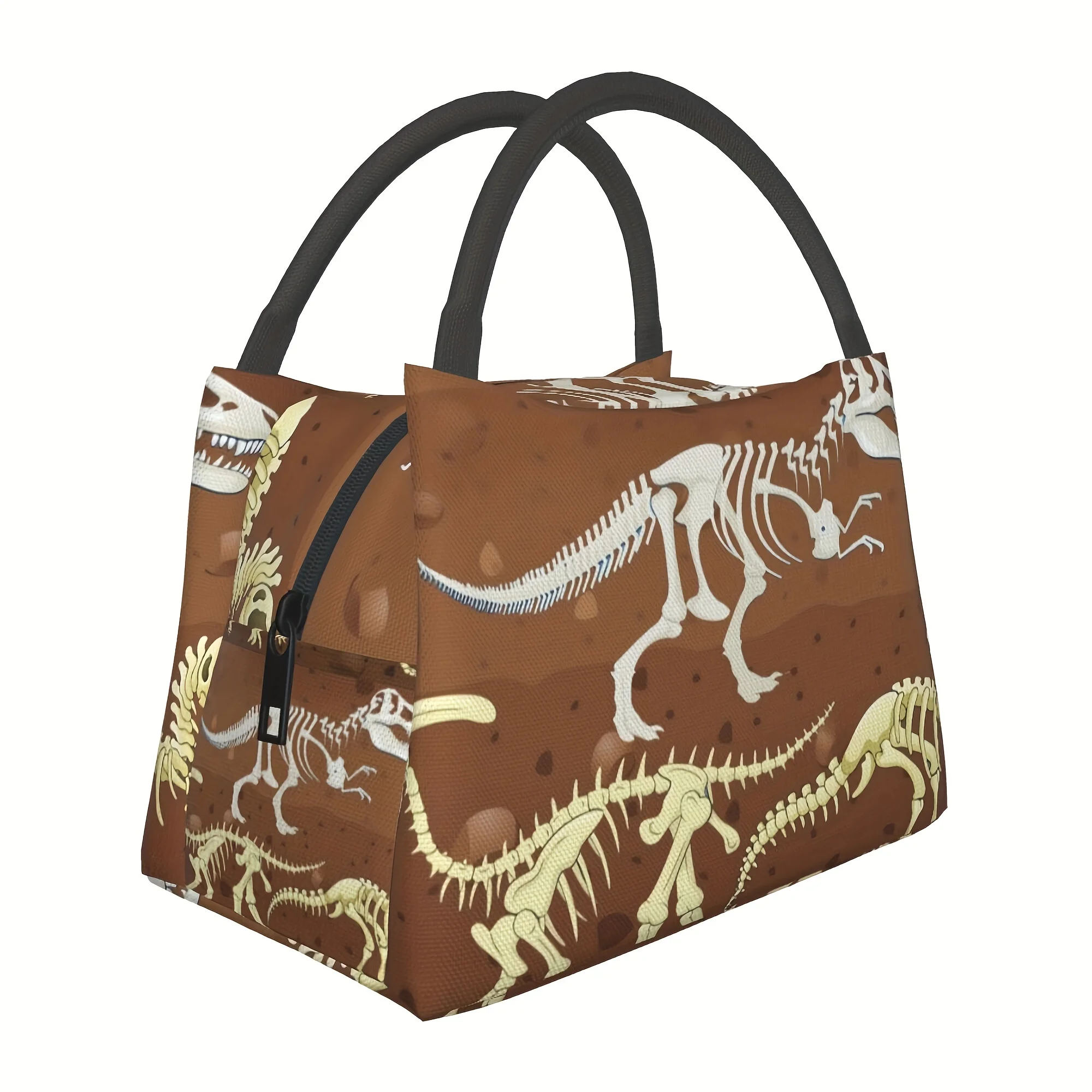 

Dinosaur Fossil Pattern Reusable Cooler Bag, Insulated Lunch Bag, for Camping Picnic Beach Essentials