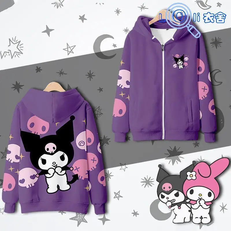 Sanrio Student New Style Jacket Hello Kitty Japanese Style Sweatshirt Peripheral 2D Sweet Casual Fashion Versatile Zipper Jacket