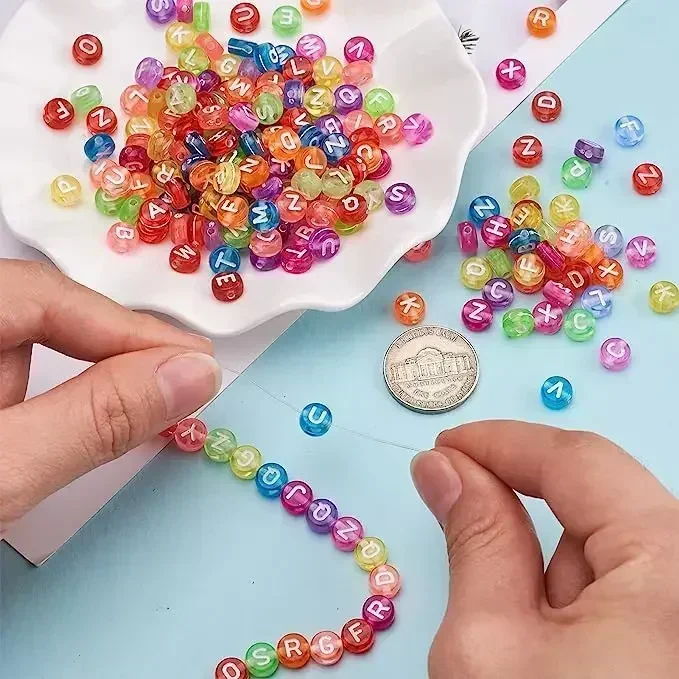 100-500PCS Transparent Colorful Acrylic Letter Beads A-Z Alphabet Spacer Beads for DIY Jewelry Making Bracelet Necklace Crafts