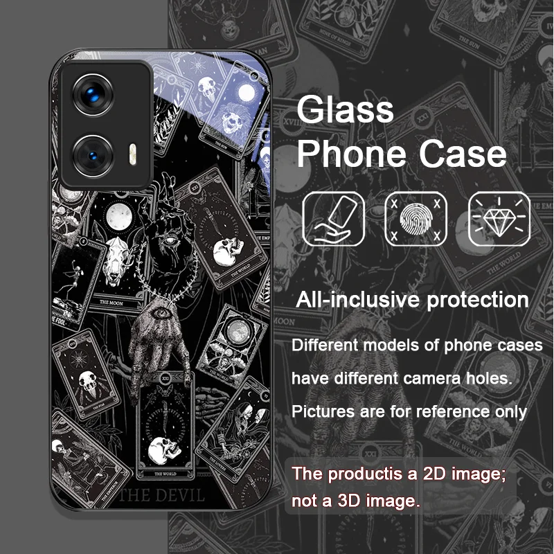 Vintage Gothic Tarot Cards Printed Tempered Glass Phone Case for Motorola Moto G85 G84 G75 Edge 50 Fusion 40 Neo 30 Pro 5G Cover - view 5