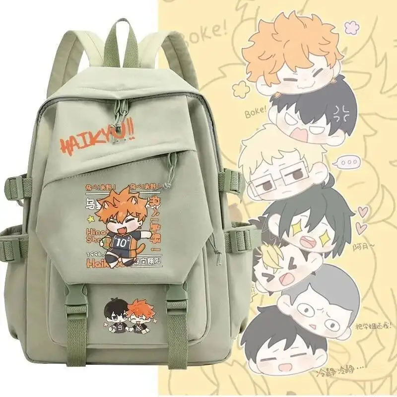 Juego de Anime Chibi negro azul rosa Haikyuu estudiantes adolescentes Mochilas escolares Mochilas de gran capacidad mochilas para regalo