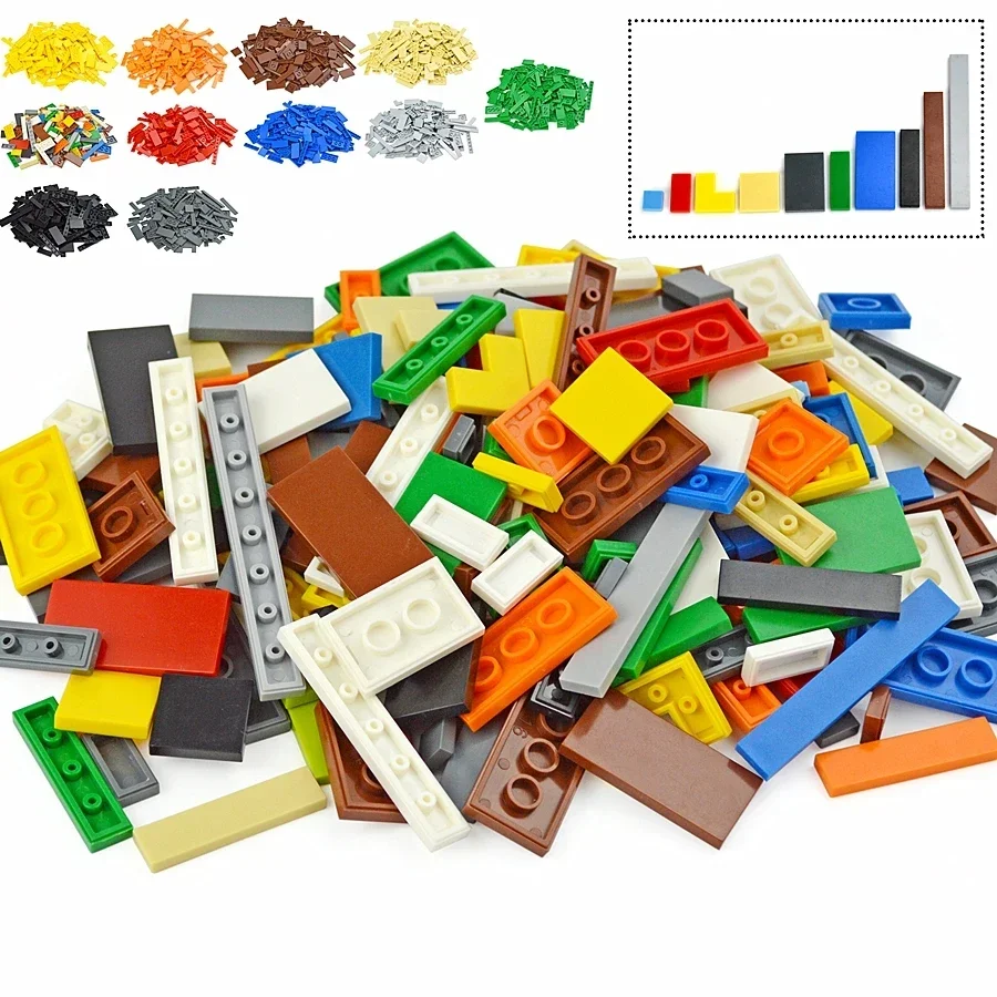 DIY Model Smooth Thin Building Blocks 150PCS Multicolour Toy Parts Bulk Figures Flat Tile Educational Children Toys Gift Leduo