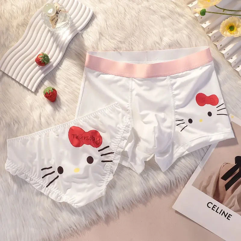 Hello Kitty Kuromi Pochacco Melody Cinnamon New Couple Panties Pair Suit Men Women Sexy Cute Cartoon Brief Boxers Underwear