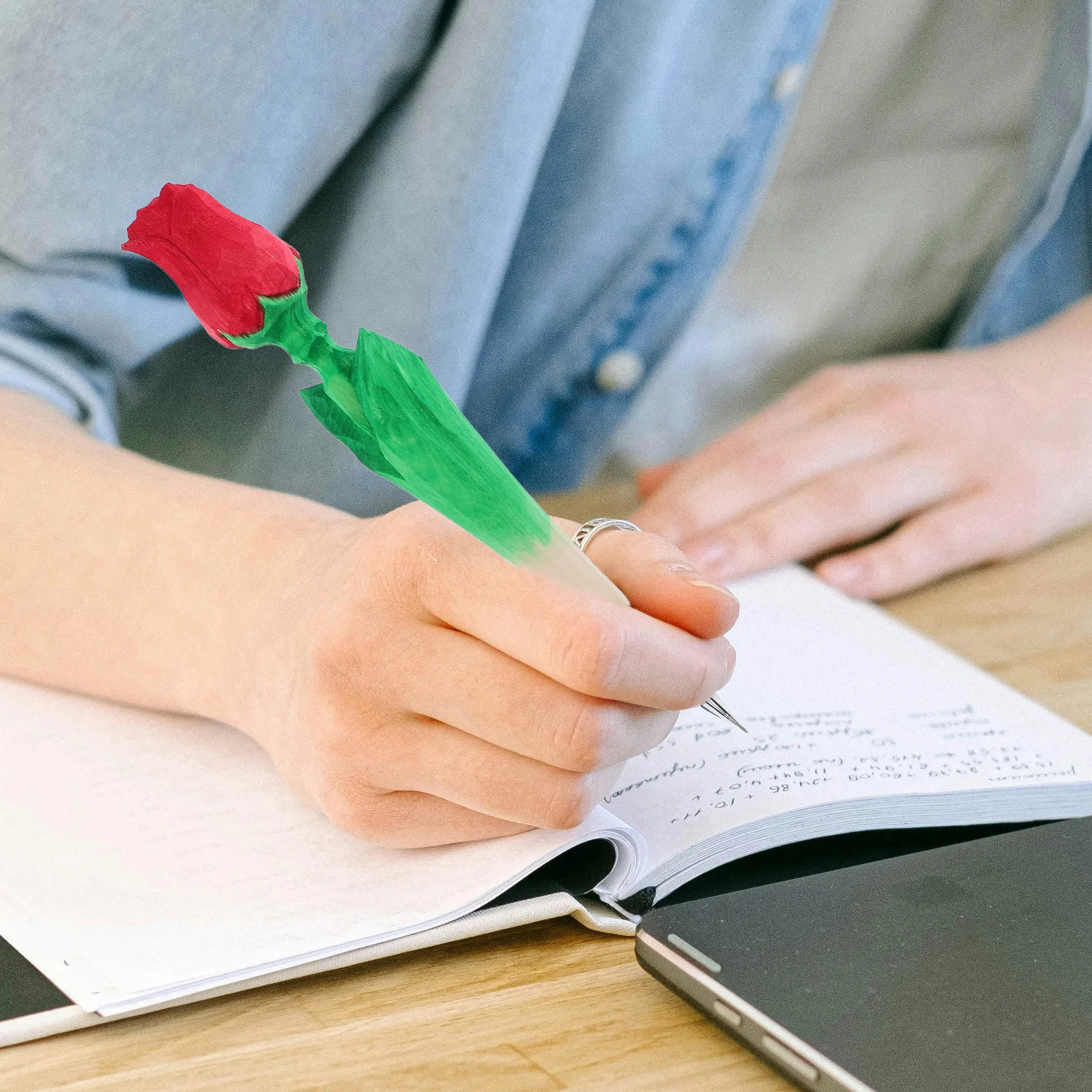 

Handmade Wood Carving Pen Creative Rose Design Smooth Writing Gel Ink Pen For Greeting Cards Coloring Books Crafting Stationery