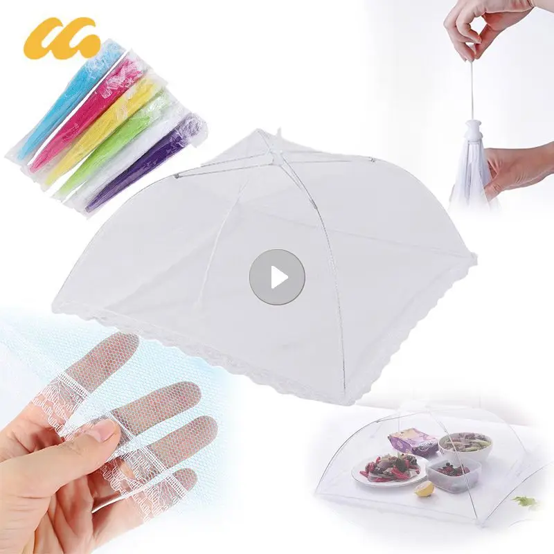 Foldable Food Covers Mesh Anti Fly Mosquito Meal Food Cover Umbrella Picnic Protect Easy Clean Breathable Cover Kitchen Supplies