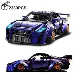 2389PCS 1:10 Technical Plating Japan Nissan GTR Sport Car Building Blocks Super Speed Vehicle Assemble Bricks Toys Boy Gifts