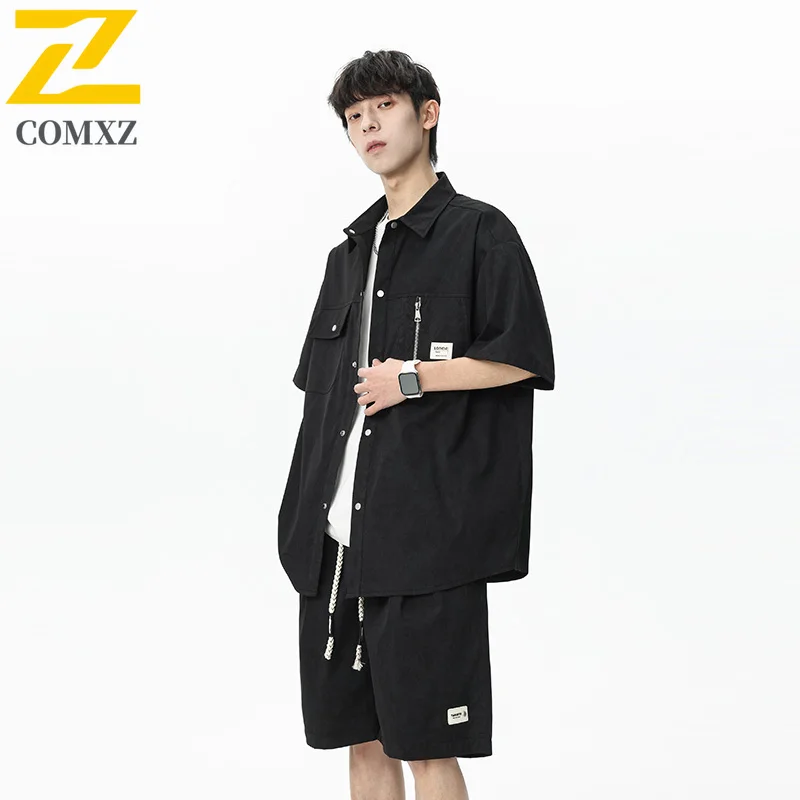 

Новинка 2023 года, мужской повседневный костюм Tie Dye, приятный для кожи, дышащая рубашка с лацканами и короткими рукавами, шорты, комплект из двух предметов для дома и улицы