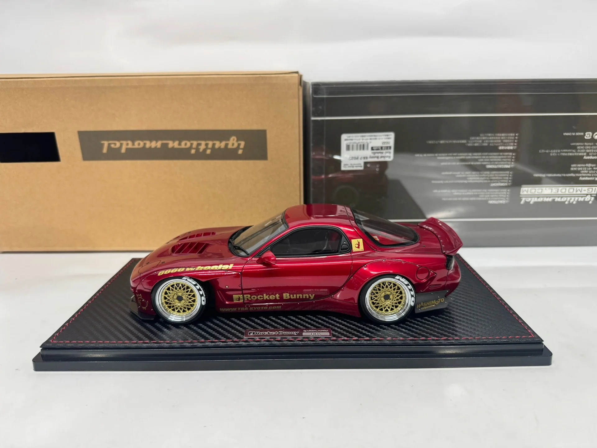 IG 1:18 RX7 FD3S Rocket Rabbit Burgundy JDM Simulation Limited Edition Resin Metal Static Car Model Toy Gift
