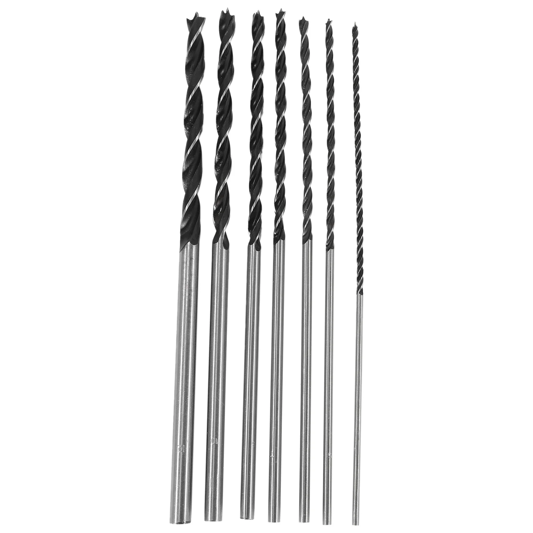 7szt X Zestaw długich wierteł do drewna 4mm 5mm 6mm 7mm 8mm 10mm 12mm x 300mm Point Brad