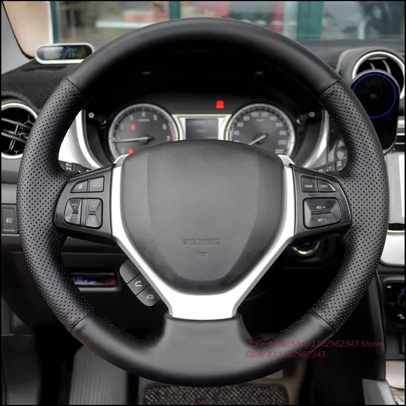 

Сшитый вручную нескользящий прочный кожаный чехол на руль из наппа для Suzuki Vitara Swift, аксессуары для салона автомобиля