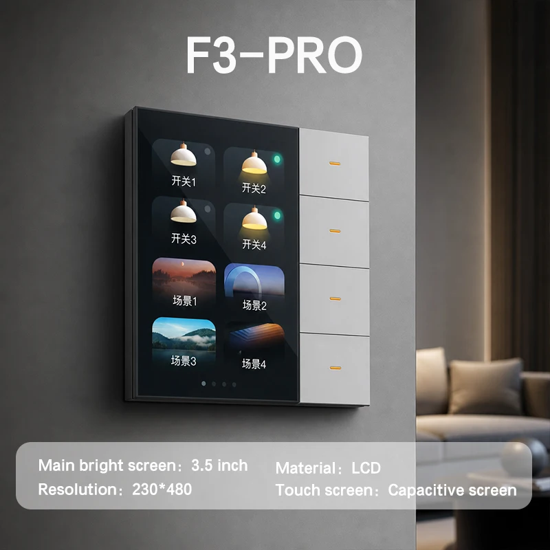 Versatile Smart Control Panel 3.5-inch Touch Screen for Zigbee Tuya 4 Lights 4 Curtains 8 Scenes for Whole House Automation