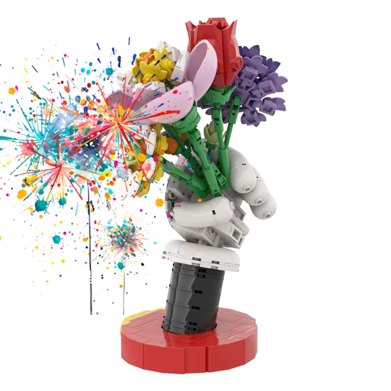 

MOC Flower Vase Model Building Blocks Living Room Vase Bouquet Plant Pot Cartoon Vase Assembled Toys Kids Gift Designer Flowers