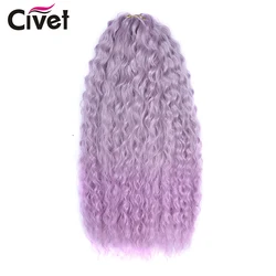 Crochet Braids Synthetic Hair Water Weave Ariel Curl 22 Inch Ombre Purple Braiding Hair Extensions High Temperature Fiber