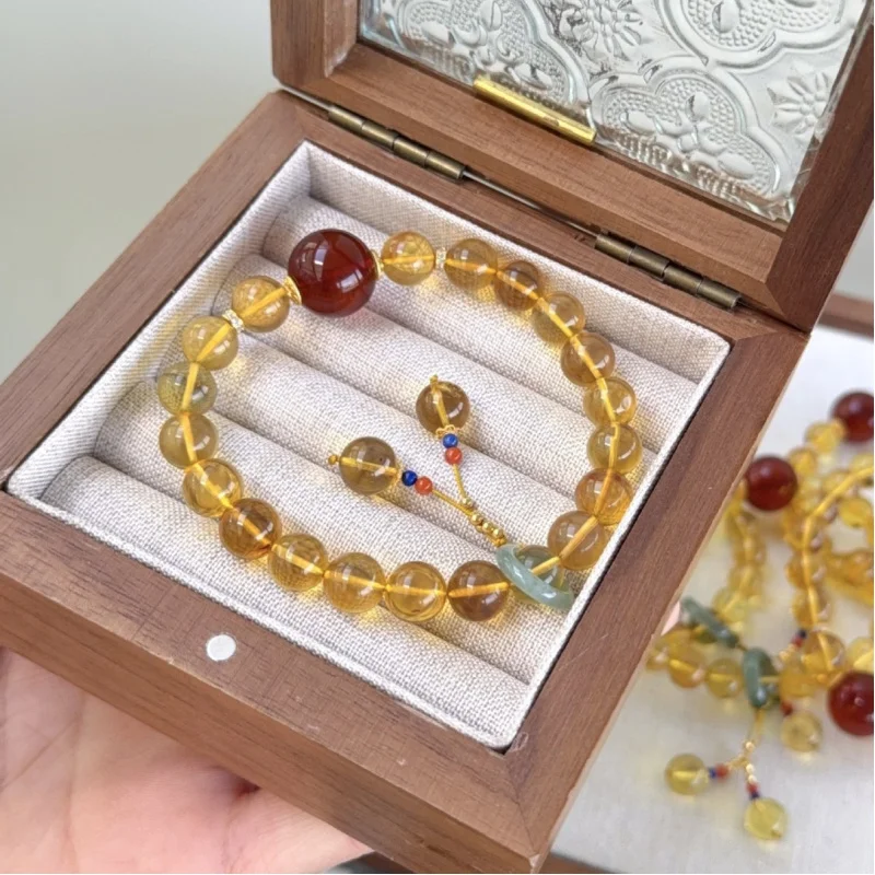 

Natural Single Circle Bracelet with Blood 9mm Fluorescent Reaction Blue Amber Fashion Versatile