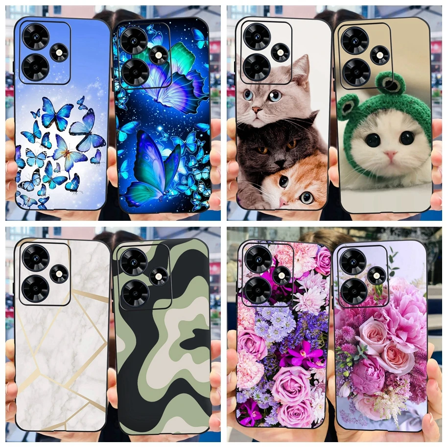 For Infinix Hot 30 Play Case Luxury Marble Flower Painted Soft Silicone Back Cover For Infinix Hot30 Play NFC X6835B Phone Cases