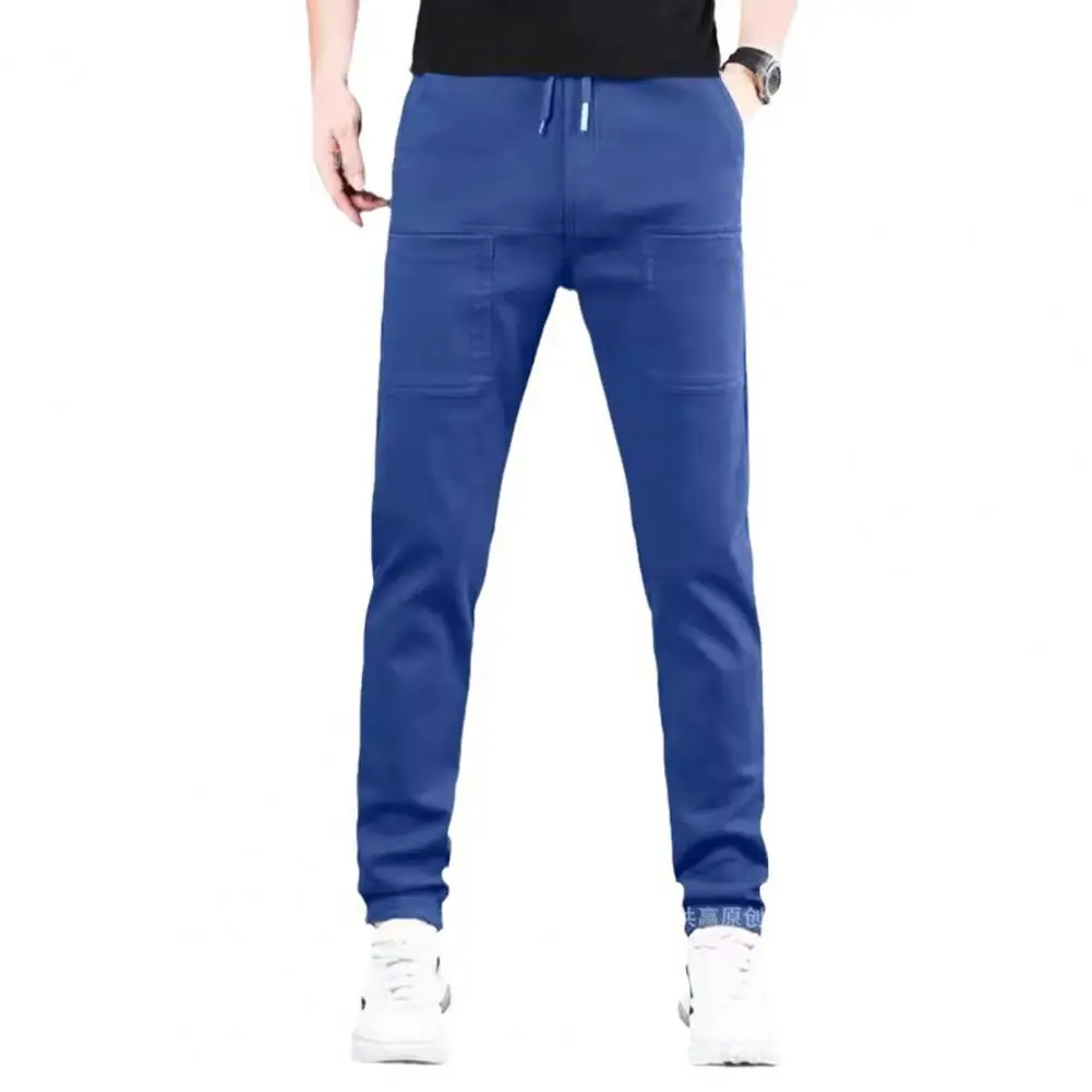 2025 New Korean Ice Silk Elastic Trousers Four Seasons Thin Casual Men'S Loose Sport Pants Spring For Work School Travel Outdoor