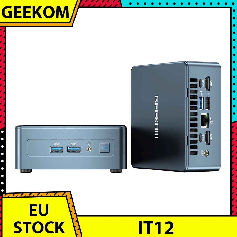 GEEKOM-Mini PC IT12, Intel i7-12650H, 10 núcleos, hasta 4,70 GHz, 32GB de RAM, 1TB SSD, 6E WiFi, 8K + 4K, pantalla cuádruple, 3 x USB 3,2