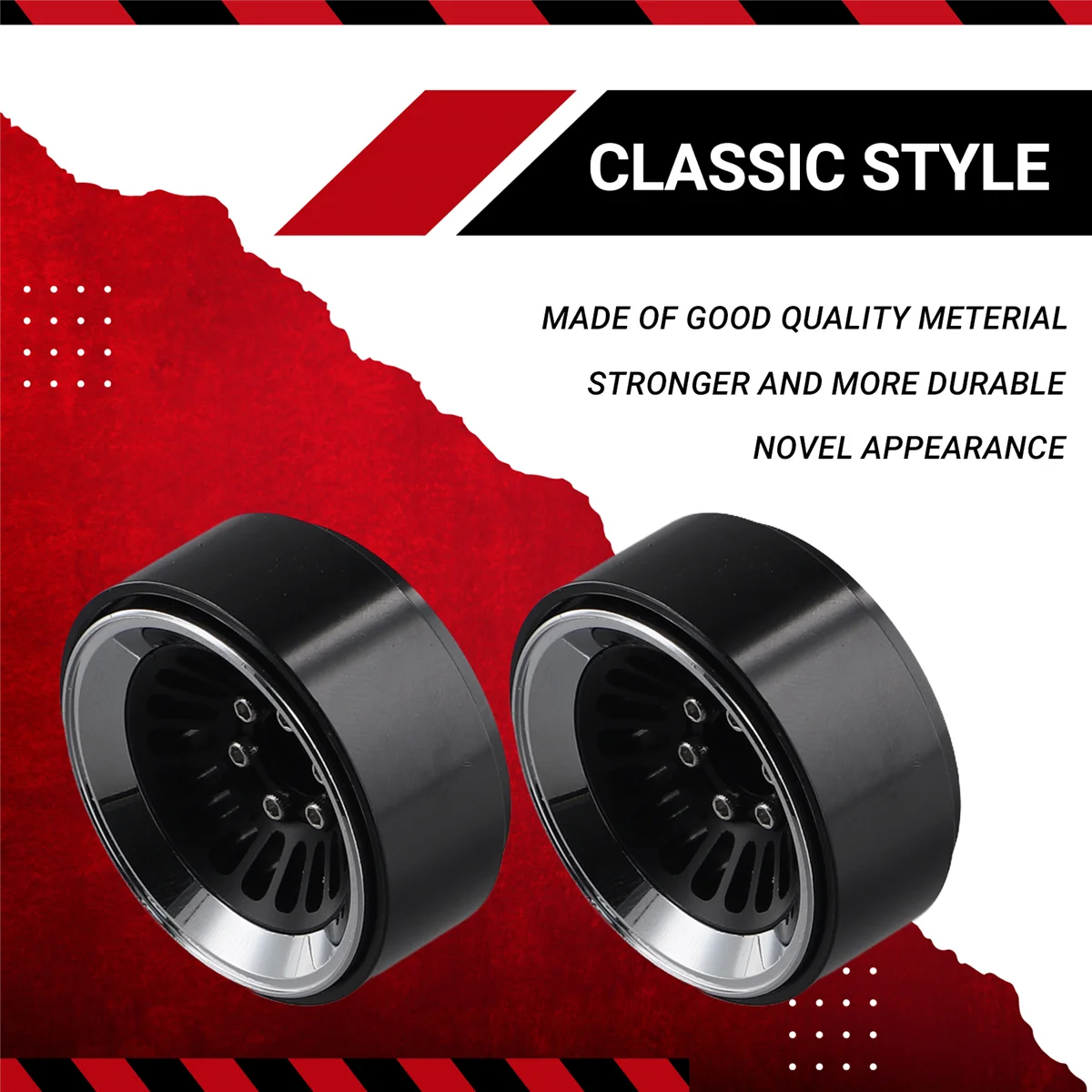 A88M 4 個 1.3 インチビードロックホイールハブリム RC クローラー車軸 1/24 1/18 TRX4M SCX24 アップグレードパーツ、シルバー & ブラック