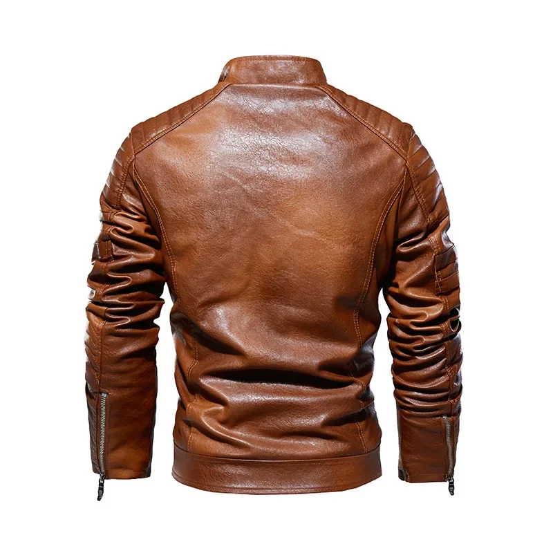 Jaqueta de couro dos homens inverno velo motocicleta pu leahter jaqueta masculina gola casual blusão ropa de hombre casaco fino