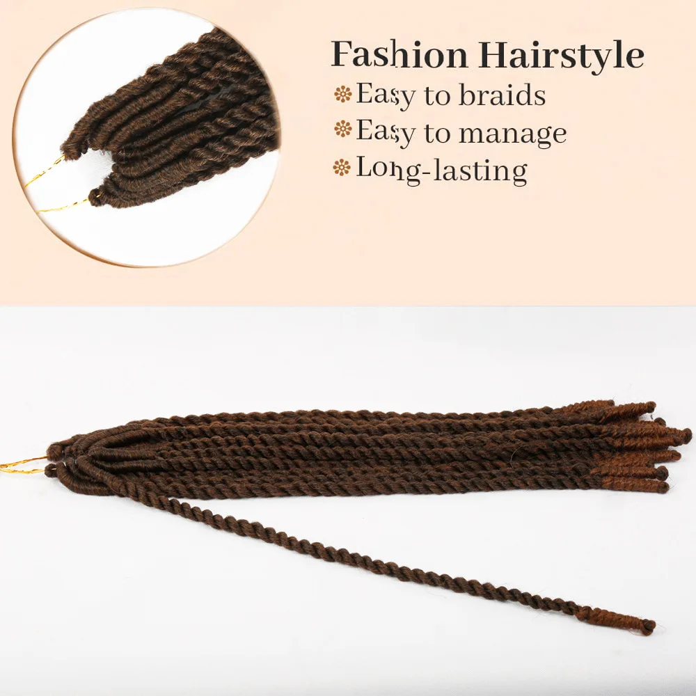 20-Piece Pack 18inch Synthetic Curly Braids High Quality Soft Dreadlock Extension Pre-Twisted Passion Twist Pigtails