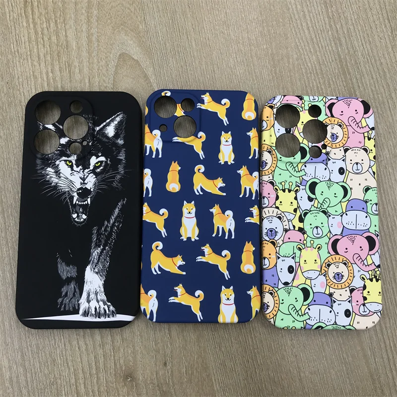 Luxo Cute Animals Matte TPU Back Phone Case for iPhone 14 Pro Max 14 Plus Elephant Tiger Dog Cat Luminous Soft Cover