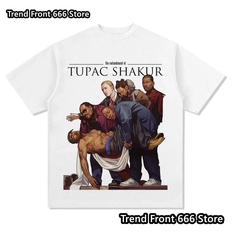 Homage TUPAC SHAKER  T Shirts Men's Soft and Skin-friendly Vintage Tees Short Sleeve Crewneck Tops