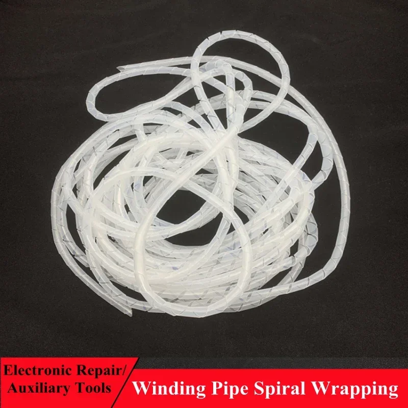 4 6 8 10 12 14 16~30mm Cable Tube Spiral Wrapping Wire Organizer Sheath Tube Plastic Tape Management Protector Transparent/Black