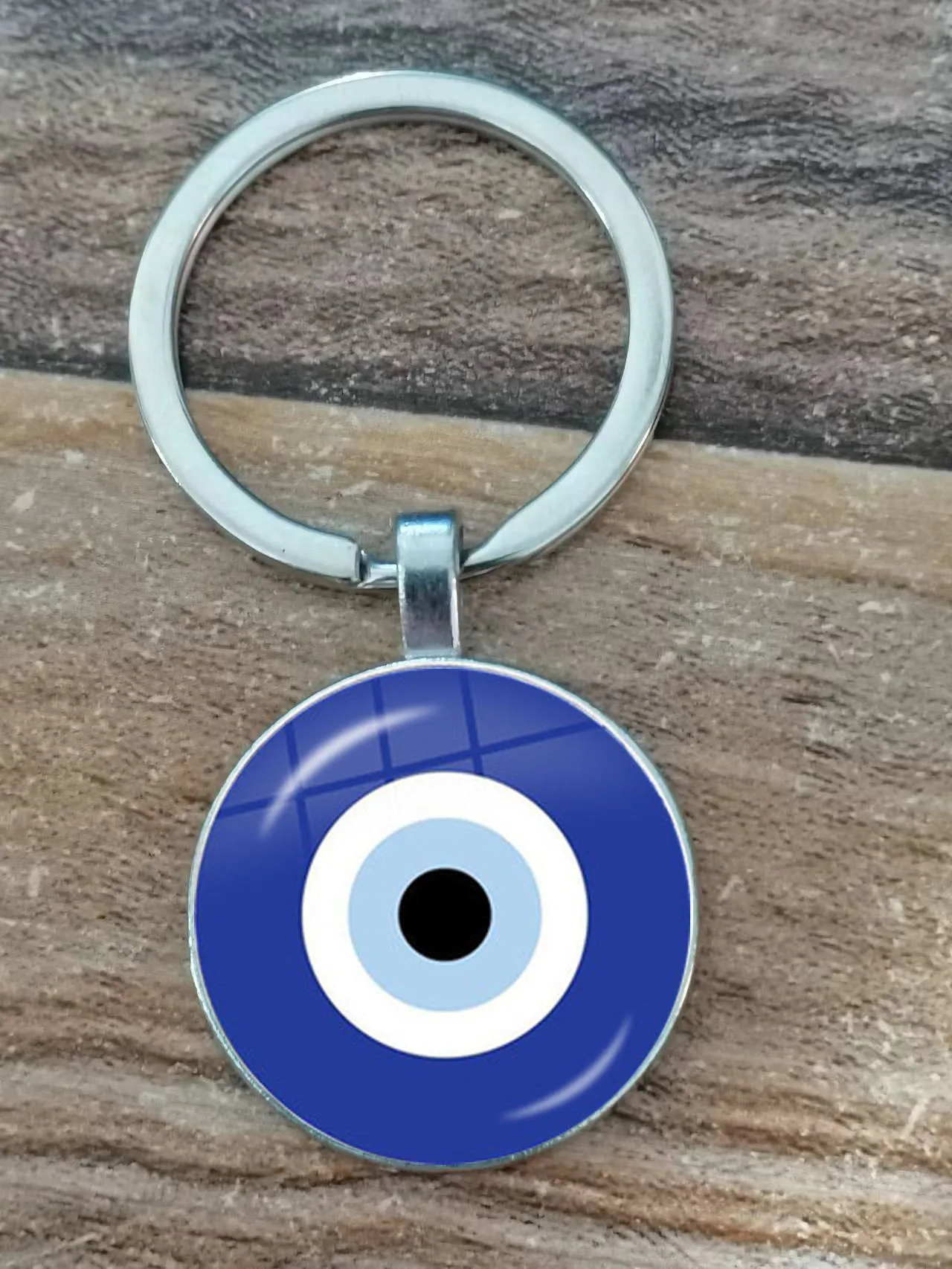 Schönheit Blau Bösen blick Religiöse Foto Runde Glas Cabochon Schlüsselbund Tasche Auto Keychain Schmuck Keychain Geschenk – Detail 1