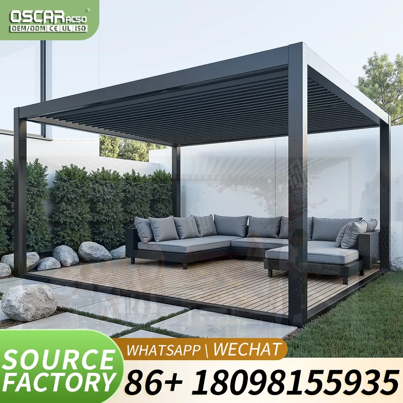 Outdoor Louvre Pergola Sun Shade Canopy Electric Louvered Structure for Backyard Patio Garden pergola