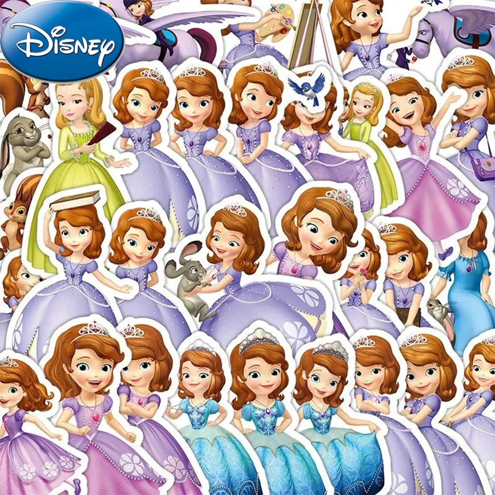 Pegatinas de dibujos animados de Disney para niños, calcomanías impermeables de Princesa Sofía, para ordenador portátil, Notebook, teléfono y maleta, 10/30/50 piezas