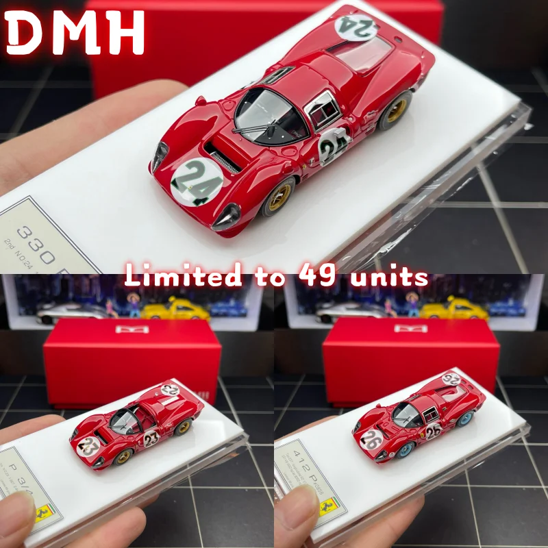 DMH 1:64 330p4 412p edición limitada 49 modelo de coche de simulación en miniatura de resina, decoración para adultos, juguete para niños, regalo de cumpleaños para niños