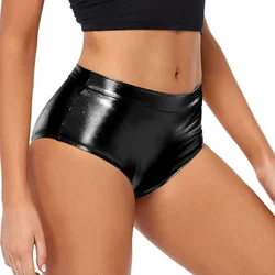 Womens Sexy Metallic Cheer High Waisted Booty Shorts Shiny Cheeky Dance Festival Rave Bottoms for Stage Performance Clubwear