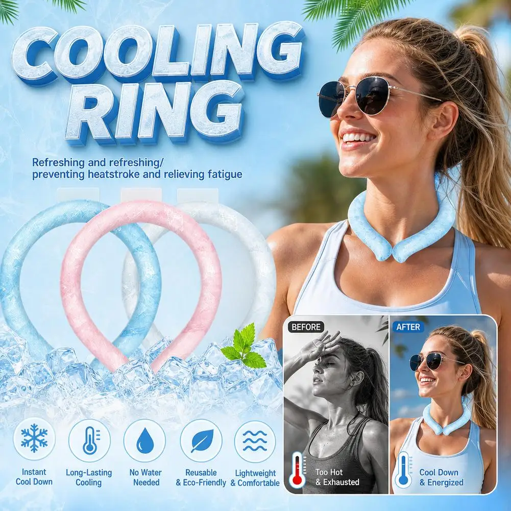 PCM Reusable Neck Cooling Ring Summer Ice Collar Neck Cooler Tube for Outdoor Sports Working Heat Relief
