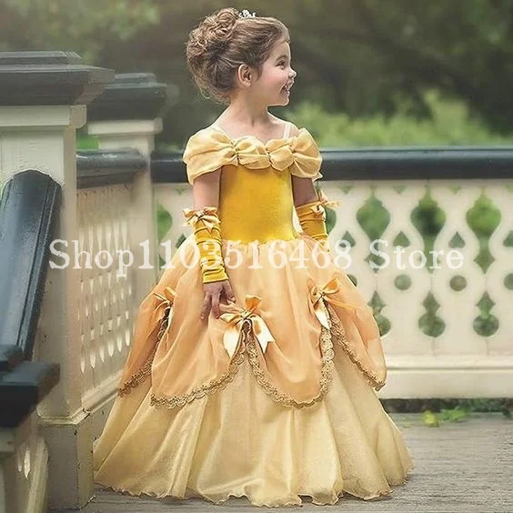 Cute Yellow Mini Quinceanera Princess Dresses 2024 Fairytale Kids First Communion Dresses Vestidos De Fiesta Flower Girl Dresses