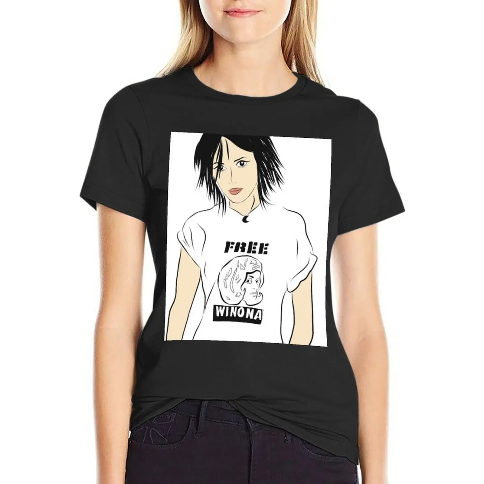 

Футболка Free Winona, летняя одежда, рубашки в тяжелом весе, футболки с рисунком, женская хлопковая футболка