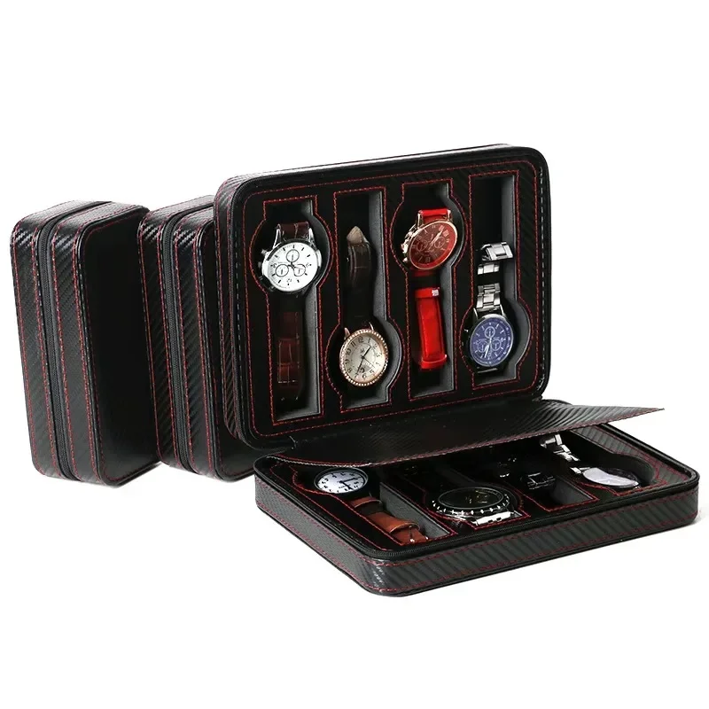 2/4/8 Grids Portable Watch Organizer Box Faux Leather Zipper Watches Display Box Wrist Watch Storage Boxes Case Watch BoxCustomi