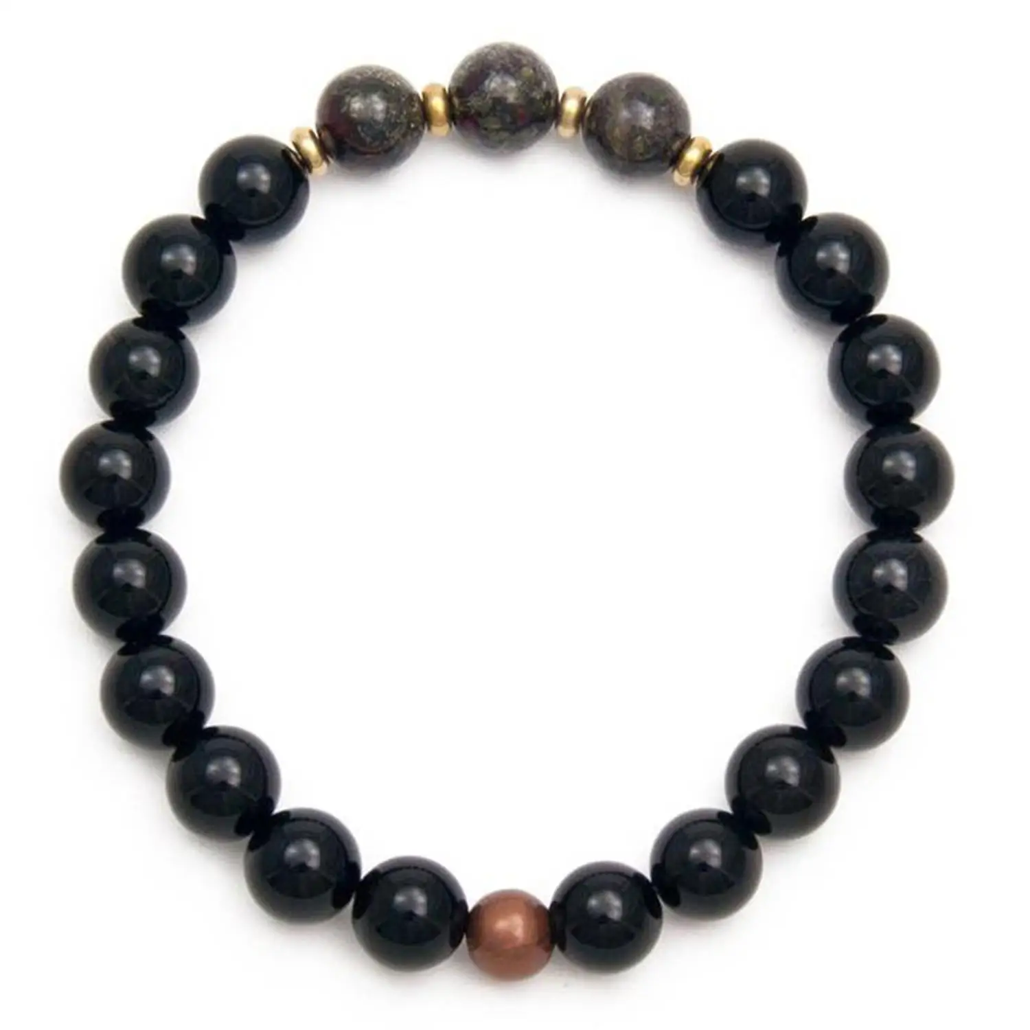 8mm Black Onyx Buddha Mala Bracelet Bangle Eco-Friendly Semi-Precious Stones Link Women Prayer