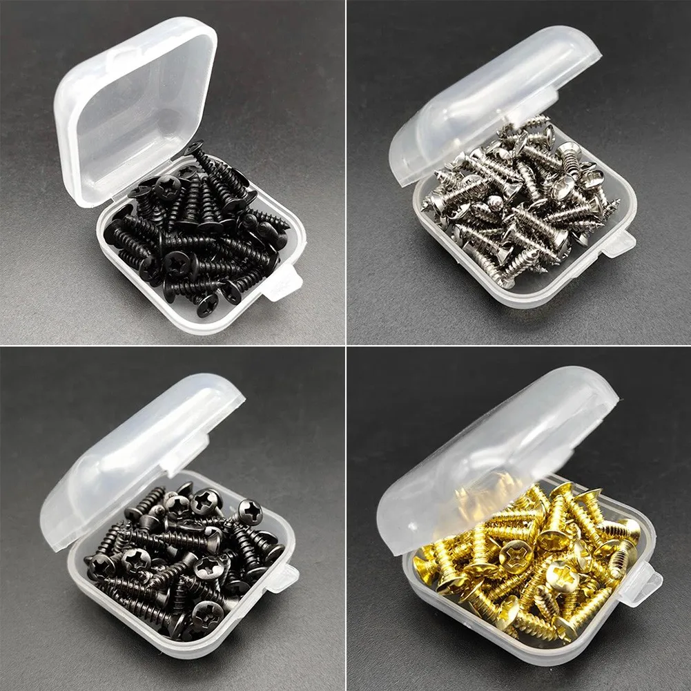 Guitar Pickguard Scratchplate Screws 50PCS with Lidded For STorage Box Compatible with For ST Electric Guitar Bass