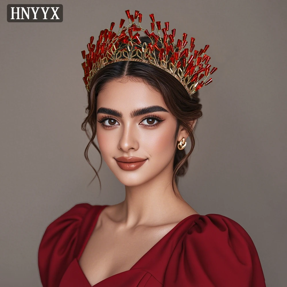 

HNYYX Red Luxury Bridal Headband Crystal Crown Hairband Elegant Women's Headdress Fashion Wedding Jewelry Hair Accessories A344