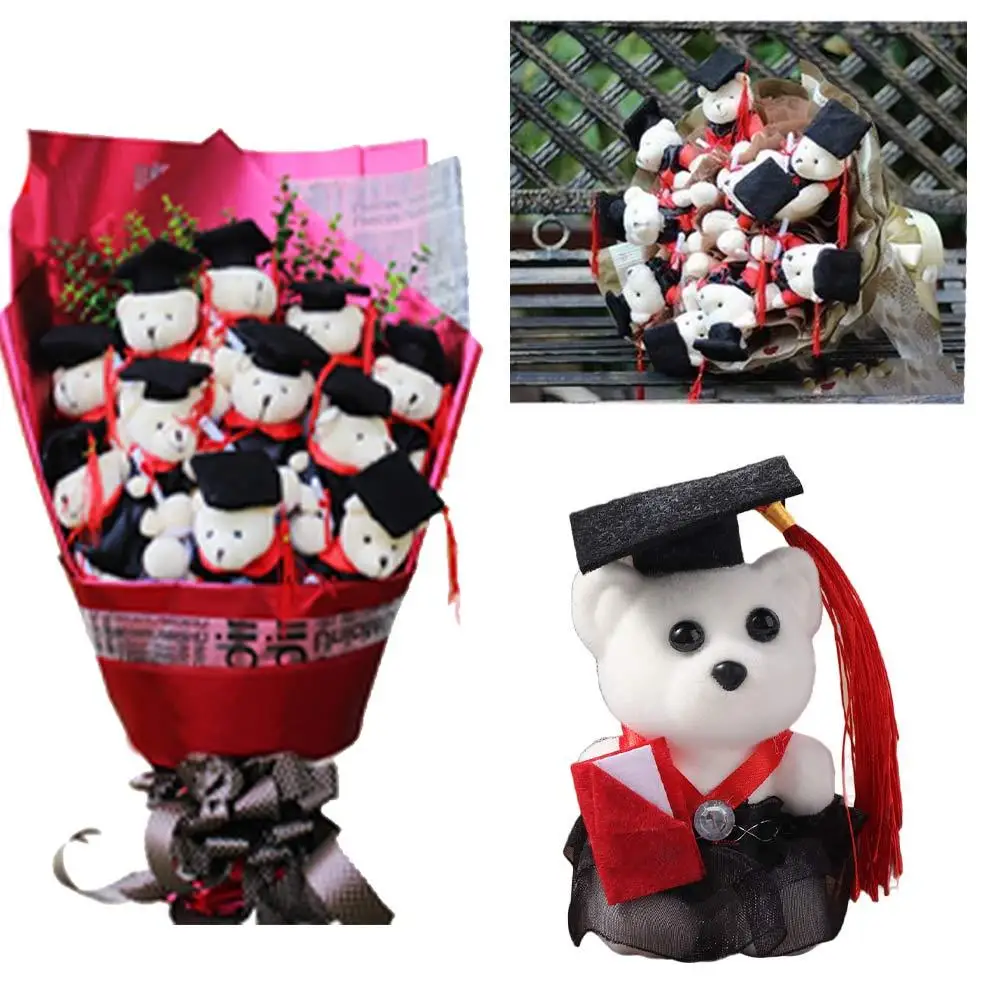 

10 pcs/set Graduation Season Graduation Bear Doll Bouquet Celebrate Party Graduation Ceremony Mini Bear Flower Bouquet 14cm
