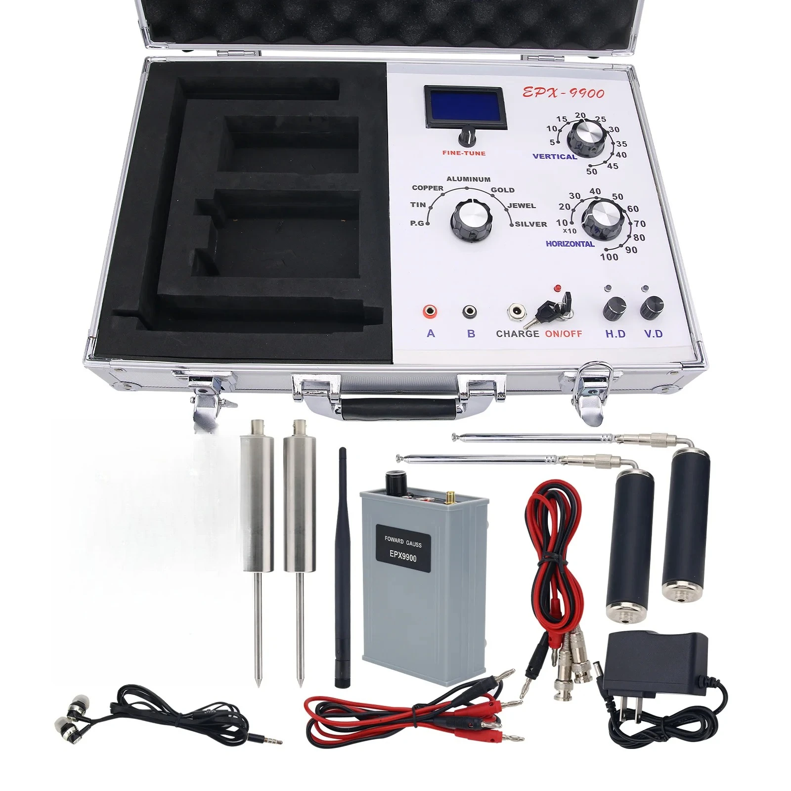 EPX9900 Long Range Underground Gold Silver Copper Tin Jewel Metal Detector for Treasure Finder