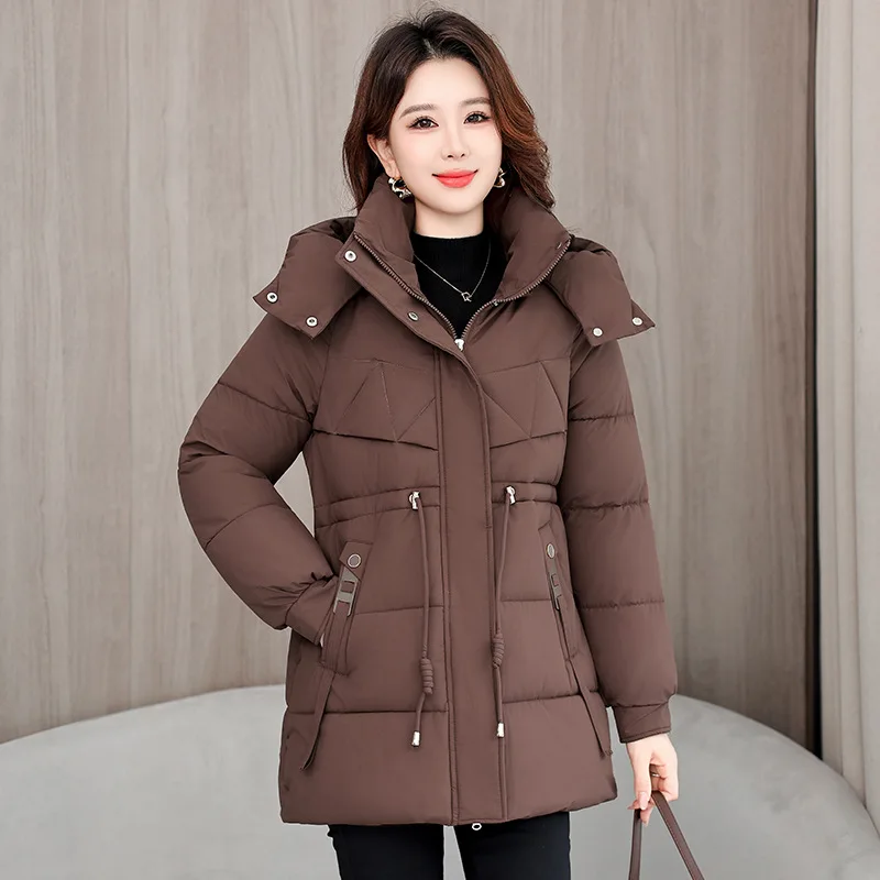 Removable hat down cotton jacket women Parkas winter coat new fashion loose thick mid long Cotton Padded Jacket Female Outerwear